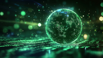 Obraz premium A digital art representation of quantum particles in the foreground, with glowing energy waves and abstract shapes surrounding them on an ethereal background