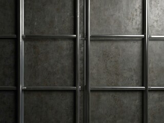 Tiles with metal frames on a gray concrete surface.