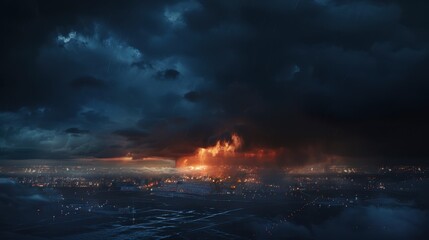 Naklejka premium Lightning illuminates the abstract, stormy night. Thunder follows, a testament to the storm's power.