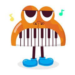 Comic style sticker of piano character 