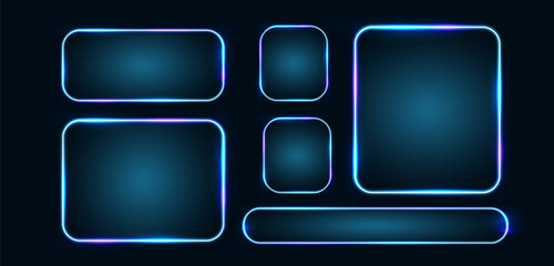 Glowing rectangle line, square light, glow shape, and soft rectangle blue glow