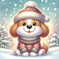 Winter Wonderland: A Joyful Cartoon animal in the Snow