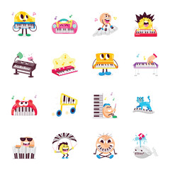 Naklejka premium Basic RGBCollection of Comic Style Piano Stickers