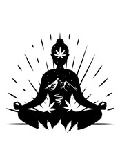 Weed Meditation | 420 Meditation | Yoga | Meditation High | Yoga Cannabis | Weed Addiction | Kush Life | Nature Scene | Original Illustration | Vector and Clipart | Cutfile and Stencil