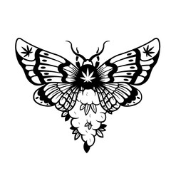 Weed Moth | Weed Insects | Moth Weed | Flying Insects | Pot moth | Butterfly Weed | Kush Life | Moth Cannabis | Original Illustration | Vector and Clipart | Cutfile and Stencil