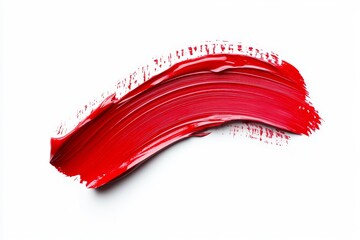 Abstract red paint stroke on white background.