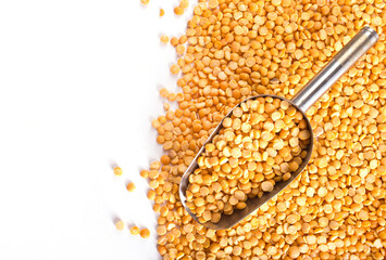 split dry peas are lying on the table