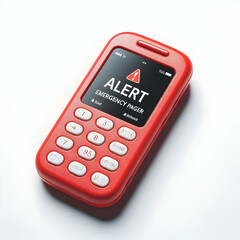 vibrant red emergency pager displaying a critical alert message, symbolizing the urgency and importance of immediate communication in crisis situations.