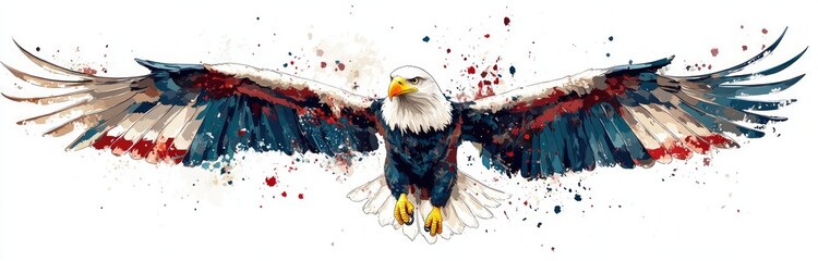 Bald Eagles With American Flag