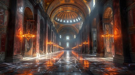 Fototapeta premium Grand Interior of a Historic Church with Golden Accents