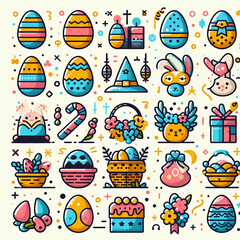 Fototapeta premium Easter Icons
