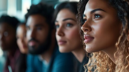 Obraz premium A Group of Diverse Individuals Looking Upwards in Anticipation