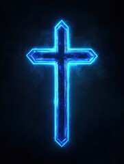 good friday blue neon lettering on plain dark black background