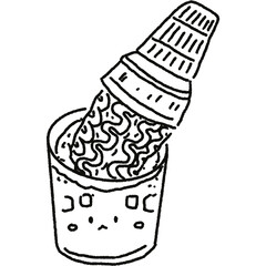 Cute food illustration clipart black and white line