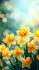 Naklejka premium Vibrant Spring Flowers with Blurred Background