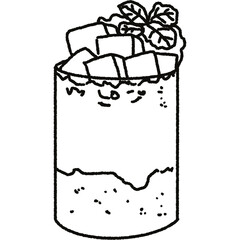 Cute food illustration clipart black and white line