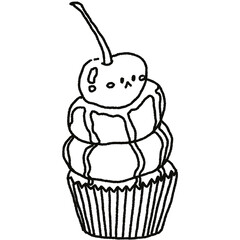 Cute food illustration clipart black and white line