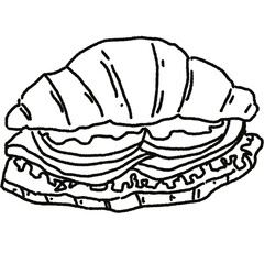 Cute food illustration clipart black and white line