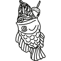 Cute food illustration clipart black and white line