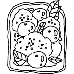 Cute food illustration clipart black and white line