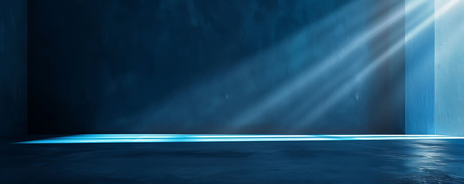 Dark Blue Minimalist Background with Light for Display