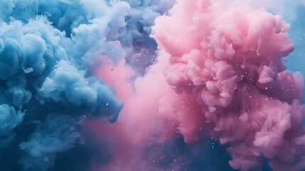 Fototapeta premium Powder color splash burst dusty ink burst splatter party blue wallpaper cloud pink stain explosive powder color spray