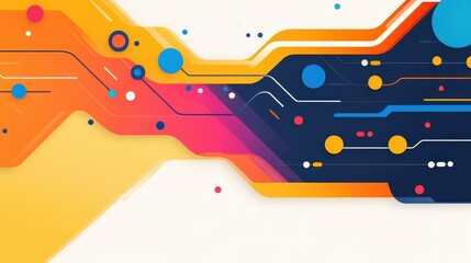 Dive into a vibrant vector world where tech meets art, blending circuit patterns with playful, colorful textures.