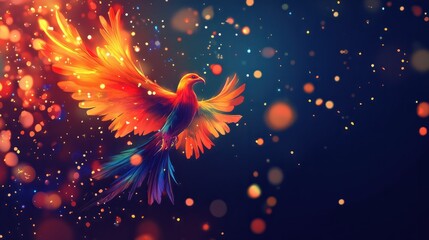 abstract shiny festive background with flying elements