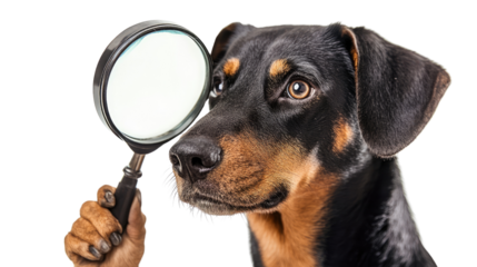 detective dog on a white transparent background