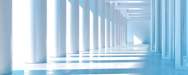 Obraz premium Minimalist Background with Tilted Columns and Light Blue White Design