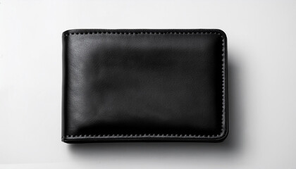 black leather wallet isolated on white background