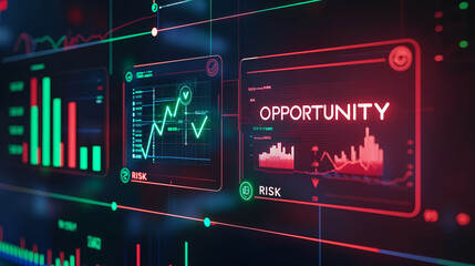 Obraz premium A 3D model of a modern business dashboard featuring two panels: one displaying 