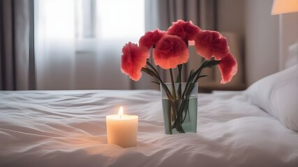 carnation on the bed