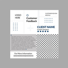 Creative, modern, stylish, abstract customer feedback or customer review social media post design template, client testimonial.
