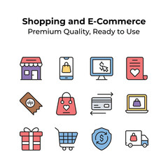 This comprehensive icon set covers all your online shopping needs