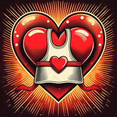 a heart with an apron in the shape of a card or record cover