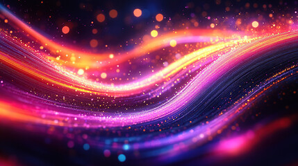Obraz premium A digital art representation of quantum particles in the foreground, with glowing energy waves and abstract shapes surrounding them on an ethereal background