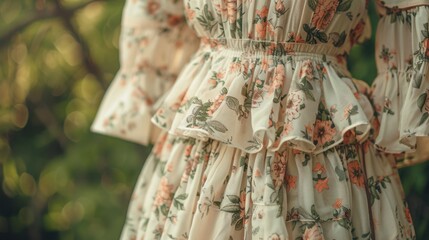 Floral Maxi Dress: This airy maxi dress features a pastel floral print, a cinched waist, and a tiered skirt, perfect for warm summer days and festive occasions.