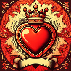 Illustration of a heart with a crown with space below for text, album cover