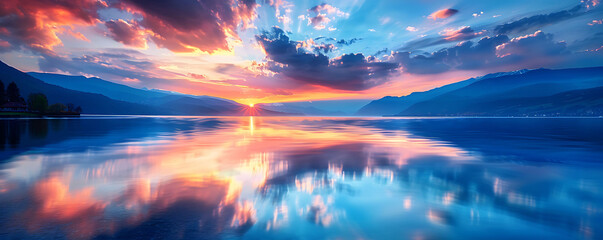Tranquility Blue Dusk Sunset Lake