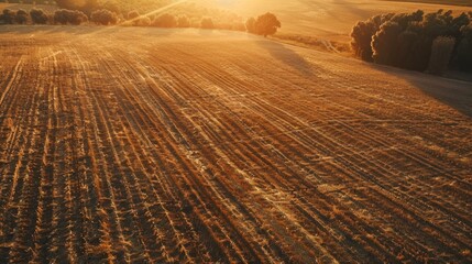 Fototapeta premium Bird's Eye Perspective of Arid Agricultural Land During Water Scarcity Due to Global Climate Change