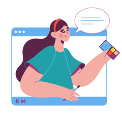 Woman leads a beauty vlog