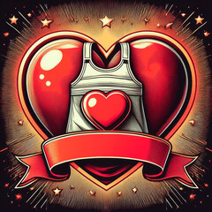 a heart with an apron in the shape of a card or record cover