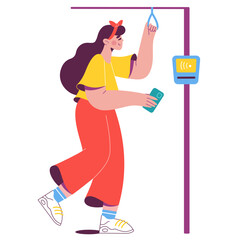 Girl pays for bus ticket with phone