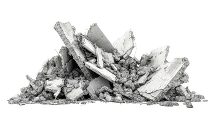 Concrete ruins on a white transparent background