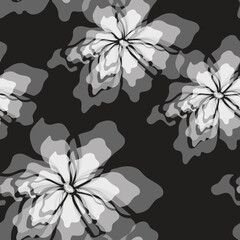 Blurry aesthetic flower in black & white seamless repeat pattern. Misty concept of flower for fashion, web design, template background