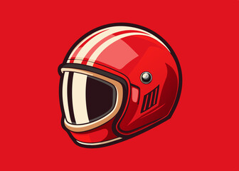 Retro Rider: The Vintage Classic Helmet on Red. A high-resolution photo of a vintage motorcycle helmet on a solid red background. isolated on a solid red background. Illustrations