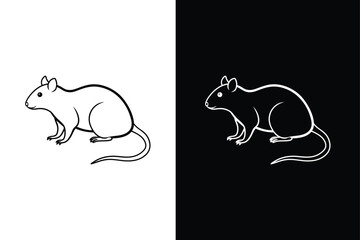 Simple rat mouse line icon vector illustration. Flat vector mouse silhouette icon black white