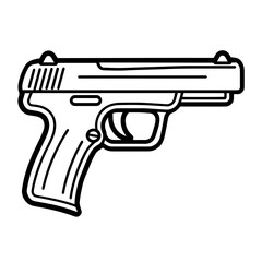 Fototapeta premium Sleek pistol gun weapon outline icon in vector format for firearm designs.