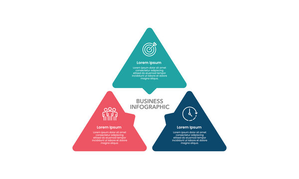 3 options Infographic elements triangle design template. Business presentation, Banner, Poster, Brochure and Strategy. Vector illustration.